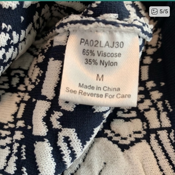 Parker Women's Blue And White Nina Knit Jacquard Crop Top. Sz M - Picture 6 of 6